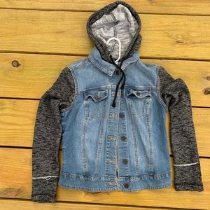 Jean Jacket with sweatshirt sleeves